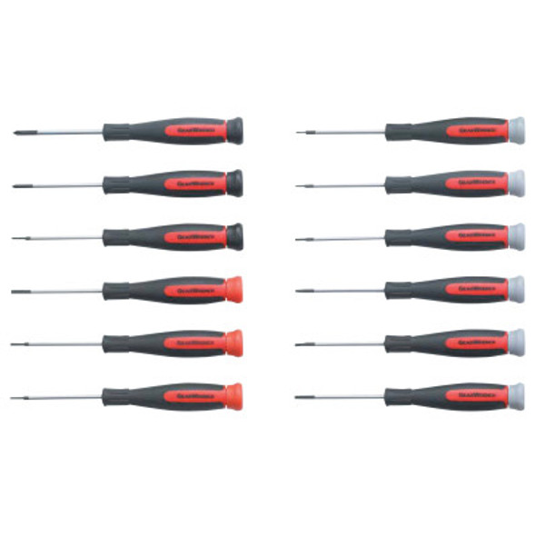 Apex Tool Group 12 Piece Combination Mini Dual Material Screwdriver Sets, Black/Red (1 ST/BOX)