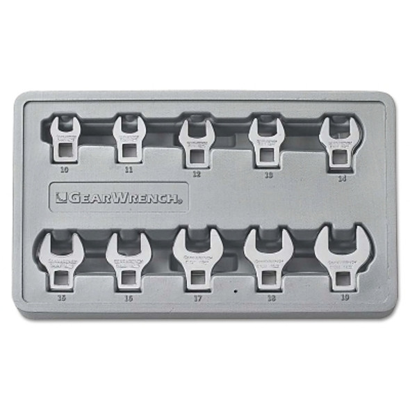 GEARWRENCH 10 Piece Crowfoot Drive Non-Ratcheting Wrench Set, 3/8 " Drive, 10 mm - 19 mm (1 ST / ST)