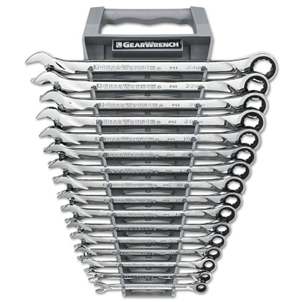 GEARWRENCH 16 Pc XL Combination Ratcheting Wrench Sets, 12 Point, Metric (1 EA / EA)