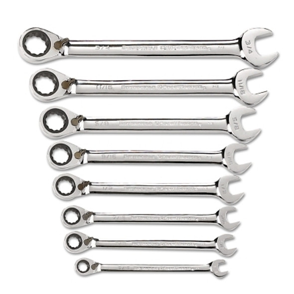 GEARWRENCH 8 Pc Reversible Combination Ratcheting Wrench Sets, 12 Point, SAE (1 ST / ST)