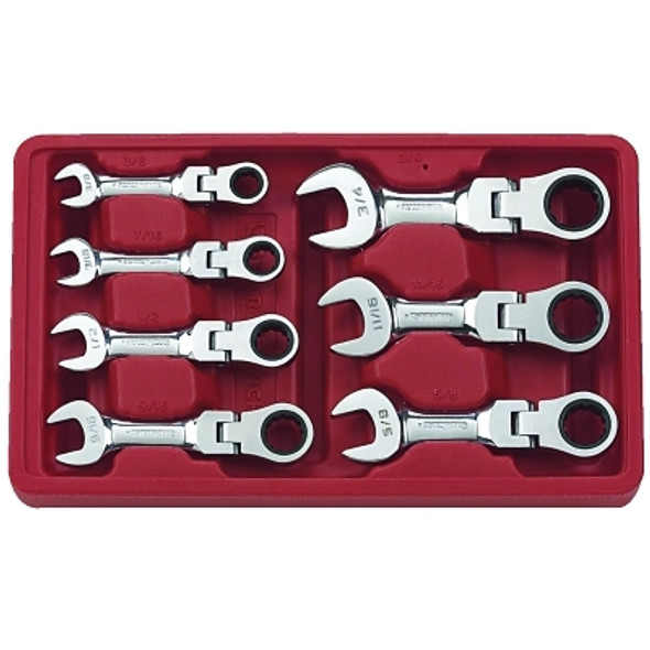 GEARWRENCH 7 Pc. Stubby Flex Combination Ratcheting Wrench Sets, Inch (1 EA / EA)