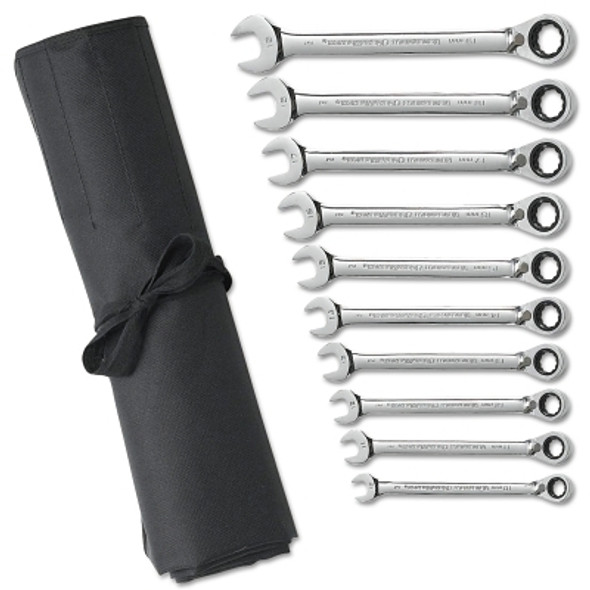 GEARWRENCH 10 Pc. Reversible Combination Ratcheting Wrench Sets, Metric (1 ST / ST)