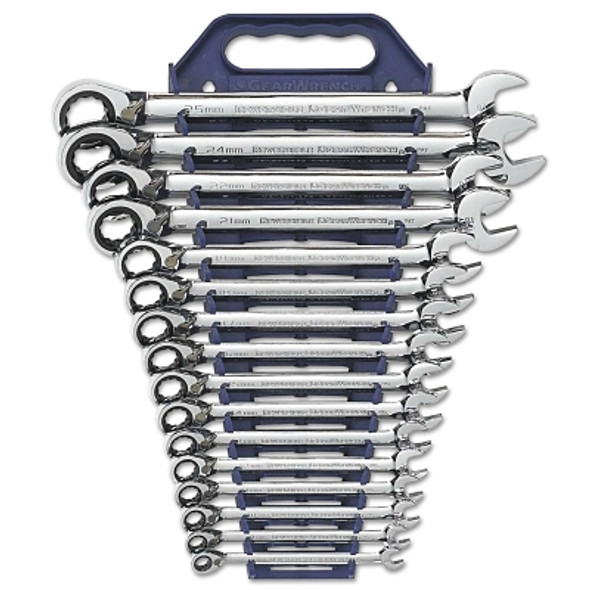 GEARWRENCH 16 Pc Reversible Combination Ratcheting Wrench Sets, 12 Point, Metric (1 ST / ST)
