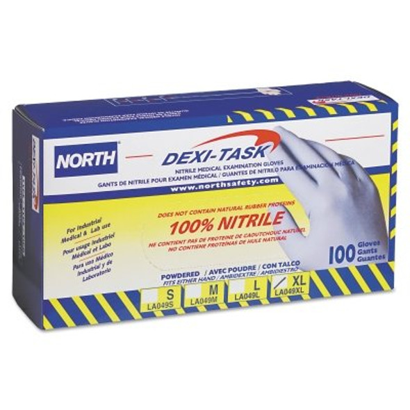 Dexi-Task Disposable Powdered Nitrile Gloves, 5 mil, Medium, Blue (10 BX / CA)