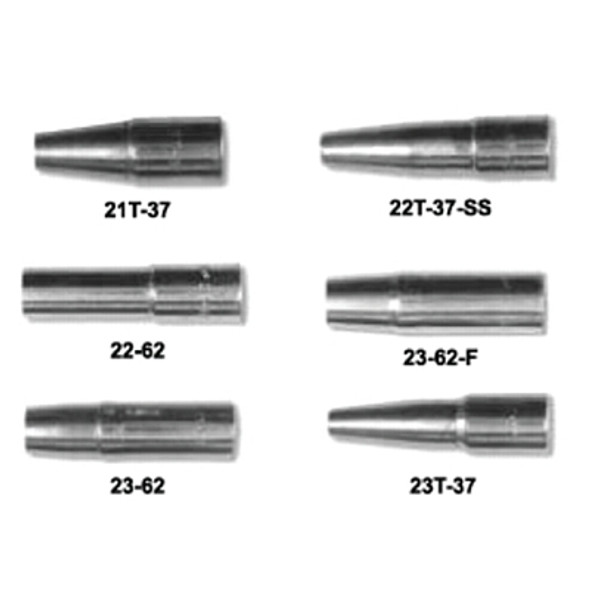 Tweco 21 Series Nozzles, Tapered, Self-Insulated, 1/8".Tip Recess,3/8", for No. 1 Gun (2 EA / PK)