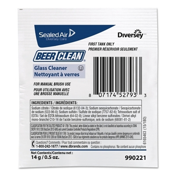 Diversey Beer Clean Glass Cleaner, Powder, .5oz Packet (1 CT / CT)
