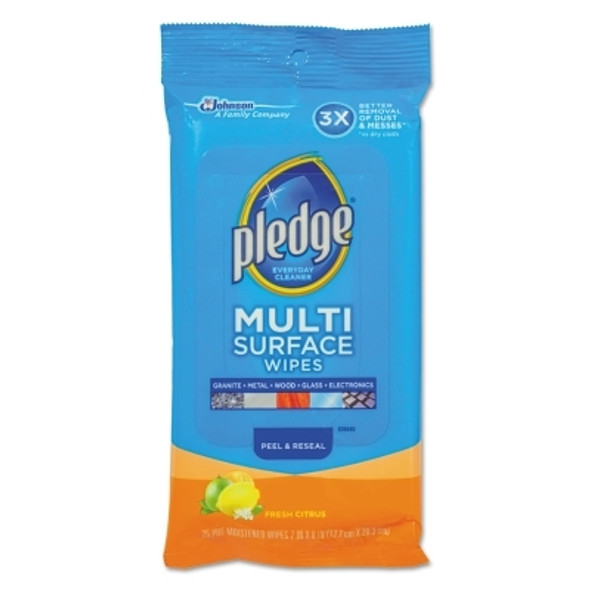 Pledge Multi-Surface Cleaner Wet Wipes, Cloth, 7 x 10 (12 EA / CT)