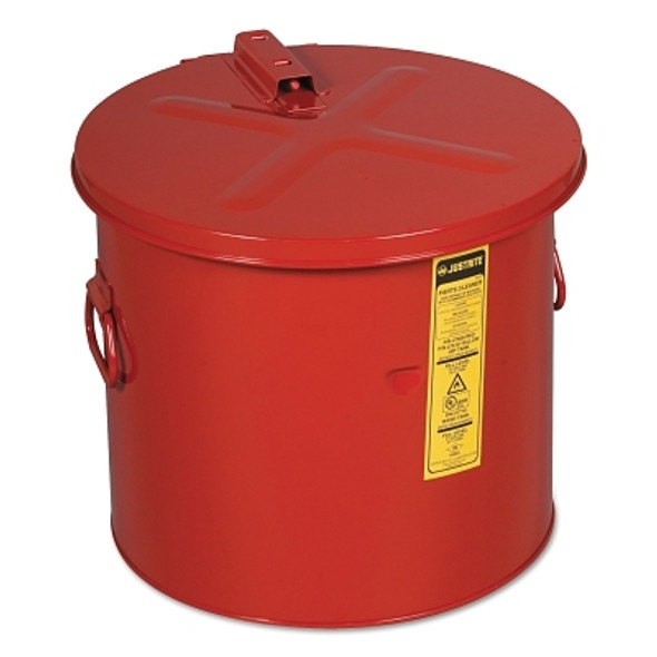 Dip Tank for Cleaning Parts, Manual Cover with Fusible Link, 14.25 in H x 15.625 in dia Outer, 8 gal, Steel, Red (1 EA)