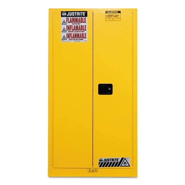 Yellow Vertical Drum Safety Cabinets, Self-Closing Cabinet, (1) 55 Gallon Drum (1 EA)