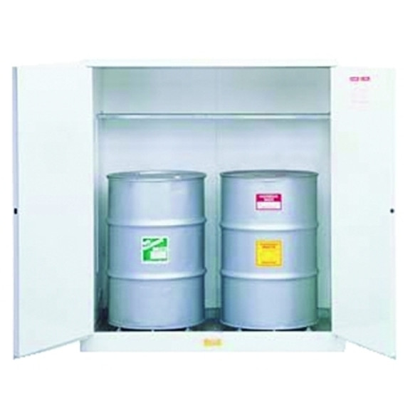 White Drum Cabinets for Flammable Waste, Manual-Closing, 2 Vertical 55 gal. Drum (1 EA)