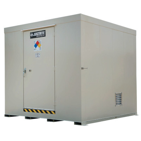 Justrite Non-Combustible Outdoor Safety Locker-Natural Draft Ventilation, (16)55gal drums (1 EA/COIL)
