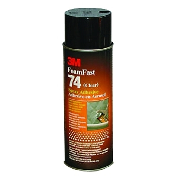 3M Industrial FoamFast 74 Spray Adhesive, 16.9 oz, Aerosol Can, Clear (12 CN / CA)