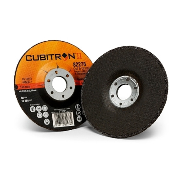 3M Abrasive Cubitron II Cut and Grind Wheels, 5 in, 7/8 in Arbor, 36+, 12,250 rpm (10 WH / BX)