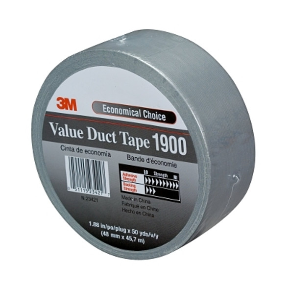 3M Industrial Value Duct Tapes 1900, Silver, 1.88 in x 50 yd (1 RL / RL)
