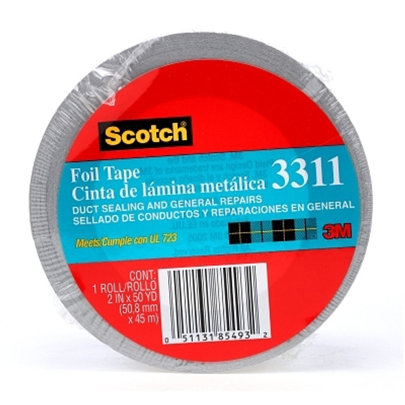 3M Industrial Scotch Aluminum Foil Tapes, 2 in x 50 yd, 3.6 mil, Silver (12 ROL / CS)