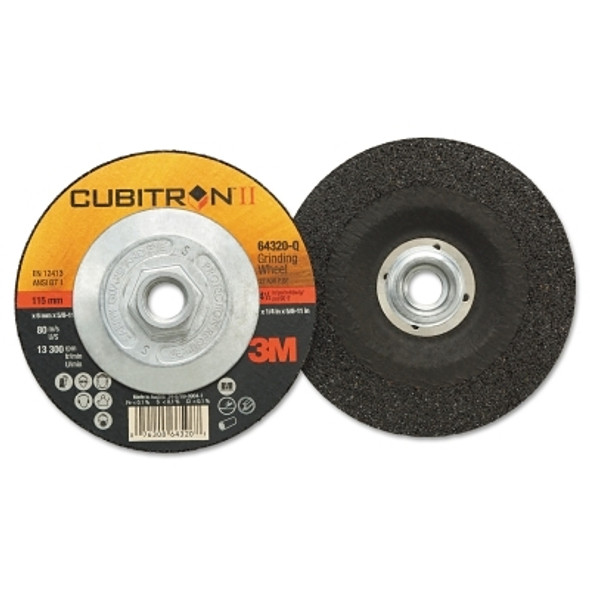 3M Abrasive Cubitron II Depressed Center Grinding Wheel, 4-1/2, 1/4 in Thick, 5/8 in -11 Arbor, 36 Grit (10 WH / CT)