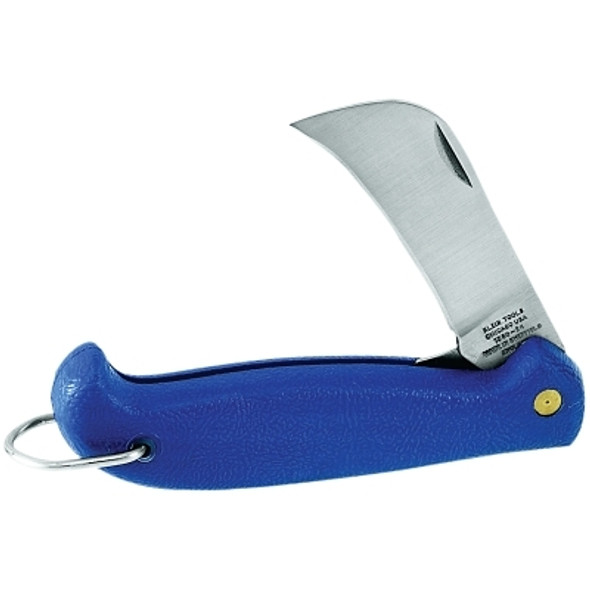 Slitting Pocket Knives, 4 3/8", Stainless Steel Blade, Plastic, Blue (1 EA)