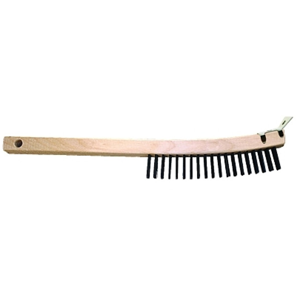 Advance Brush Curved Handle Scratch Brushes, 13 3/4", 3X19 Rows, Carbon Stl Wire, Wood Handle (1 EA / EA)