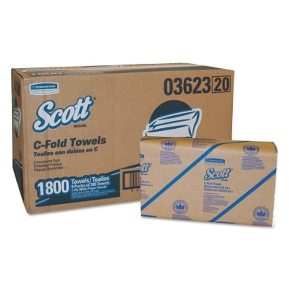 Scott C-Fold Paper Towels, Convenience Pack, 10 1/8 x 13 3/20, White (9 EA / CT)