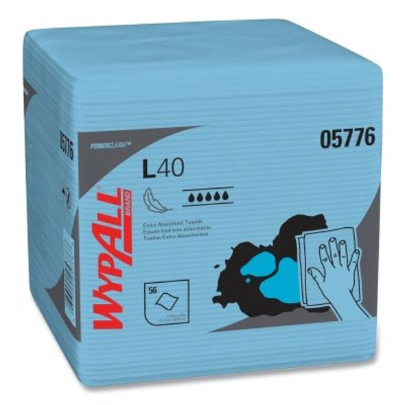 Wypall L40 Towel, Blue, 12.5 in W x 12 in L, Pack, 1 Ply, 56 Sheets/PK, 672 Sheets Total (12 PK / CA)