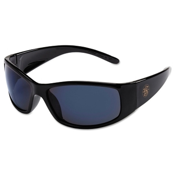 Elite Safety Eyewear, Blue Mirror Lens, Polycarbonate, Anti-Scratch, Black Frame (1 EA)