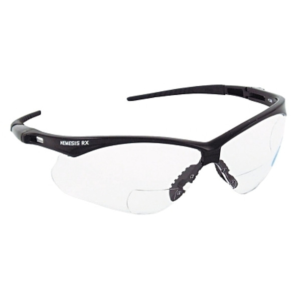 V60 Nemesis Rx Readers Prescription Safety Glasses, Clear, Polycarbonate Scratch-Resistant Lens, Black Frame/Temples, +1.0 (1 PR / PR)