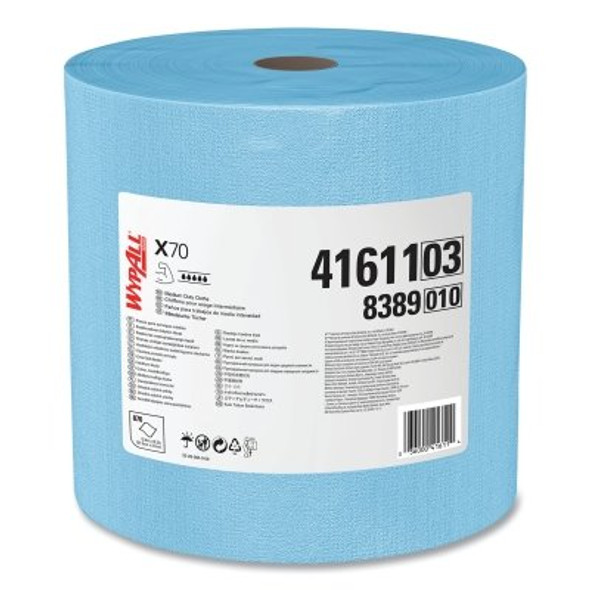 Kimberly-Clark Professional WypAll X70 Cloths, Blue, 13.4 in W x 12.4 in L, 870 Sheets/Roll, 1 RL/RL (1 CA / CA)