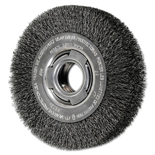 Advance Brush Wide Face Crimped Wire Wheel Brush, 6 D x 1 1/8 W, .014 Carbon Wire, 6,000 rpm (1 EA / EA)