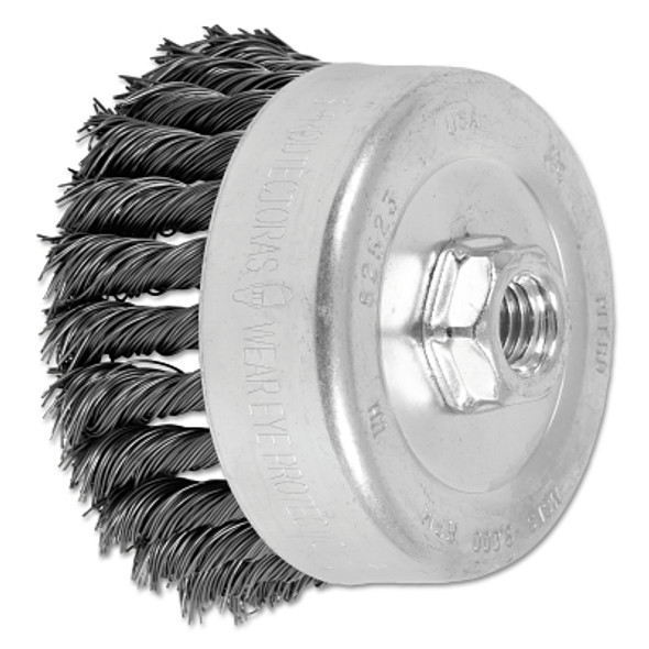 Advance Brush Standard Twist Single Row Cup Brush, 4 in dia, 5/8 in-11 Arbor, 0.023 Carbon Steel Wire (1 EA / EA)