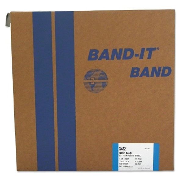 Band-It Giant Bands, 1 1/4 in x 100 ft, 0.044 in Thick, Stainless Steel (1 RL / RL)