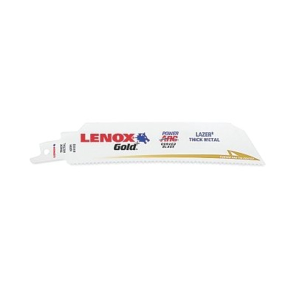 Lenox Gold Power Arc Curved Reciprocating Saw Blade, 6 in L x 1 in W x 0.035 in Thick, 18 TPI, Extreme Metal (5 EA / PKG)