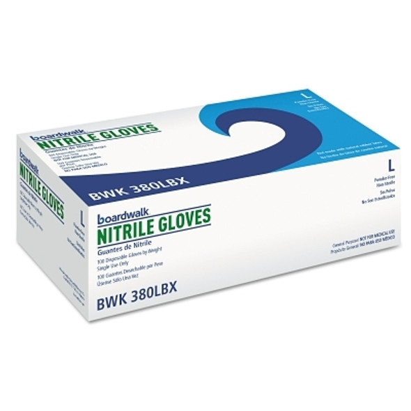 Disposable Nitrile Gloves, Unlined, Beaded Cuff, 3.5 Mil, Large, Blue (100 EA / BX)