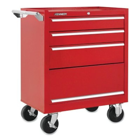 Kennedy Industrial Roller Cabinets with Swing-down Panel, 3 Drawer, 27 in High, Red (1 EA / EA)