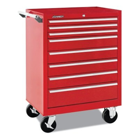 Kennedy Industrial Series Roller Cabinet, 27 x 18 x 39, 8 Drawers, Smooth Red, w/Slide (1 EA / EA)