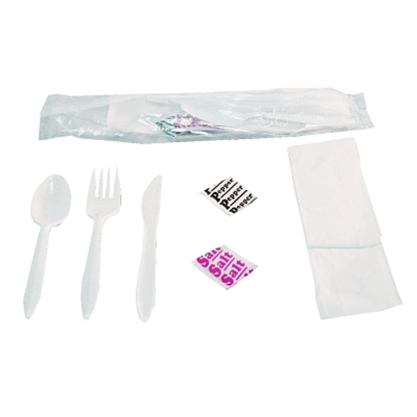 Boardwalk Wrapped Cutlery Kits, Fork, Knife, Spoon, Napkin, Salt & Pepper Packets (250 EA / CA)
