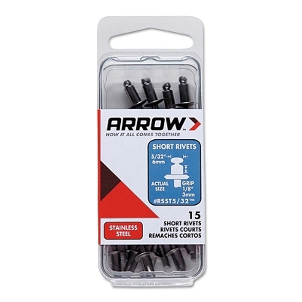 Arrow Fastener Stainless Steel Rivets, 1/8 x 5/32, Short (1 PK / PK)