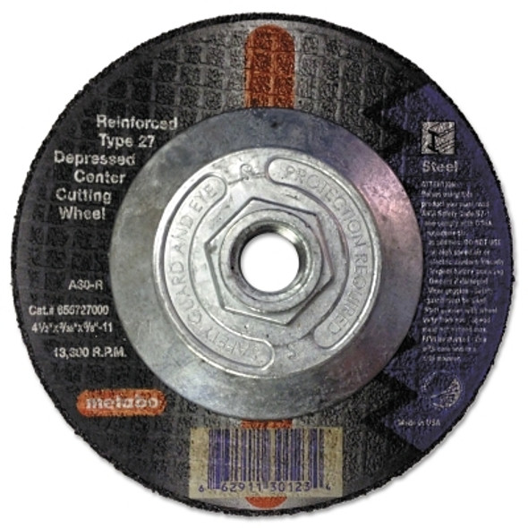 Metabo Depressed Center Cutting Wheel, Type 27, 4 1/2 in Dia Aluminum Oxide (25 EA / BX)