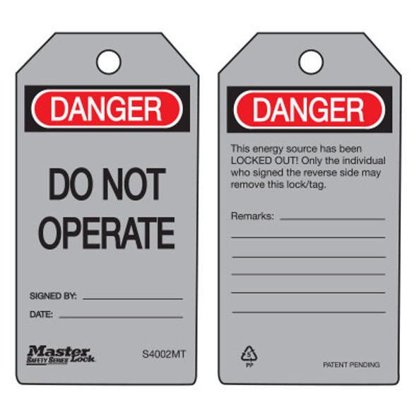 Danger Do Not Operate - Metal Detectable Safety Tags, 3 in x 5 3/4 in, Gray (6 EA / BG)