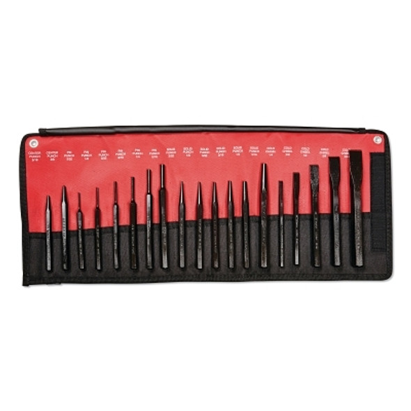 19 Piece Punch & Chisel Kits, Pointed; Round, English, Pouch (1 KIT / KIT)