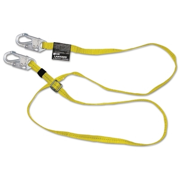 Adjustable Web Lanyard, 10 ft, Harness; Anchorage Connection, 310lb Cap, Yellow (1 EA)