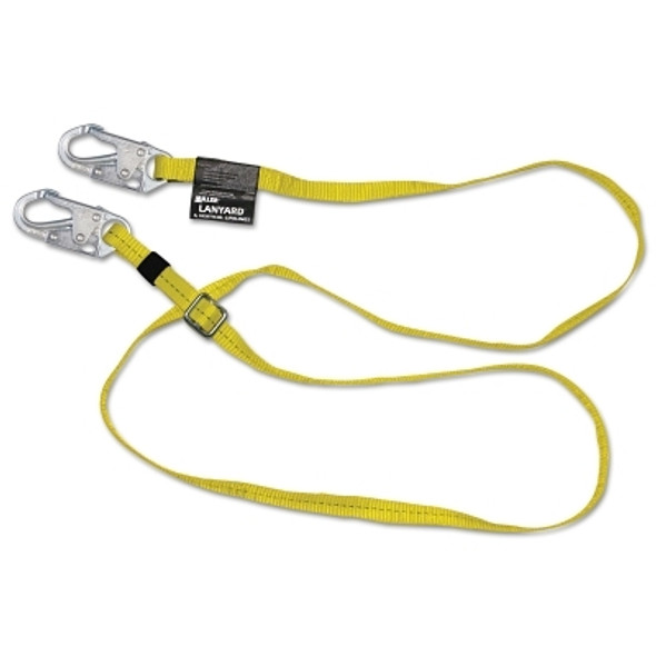 Adjustable Web Lanyard, 6 ft, Harness; Anchorage Connection, 310lb Cap, Yellow (1 EA)