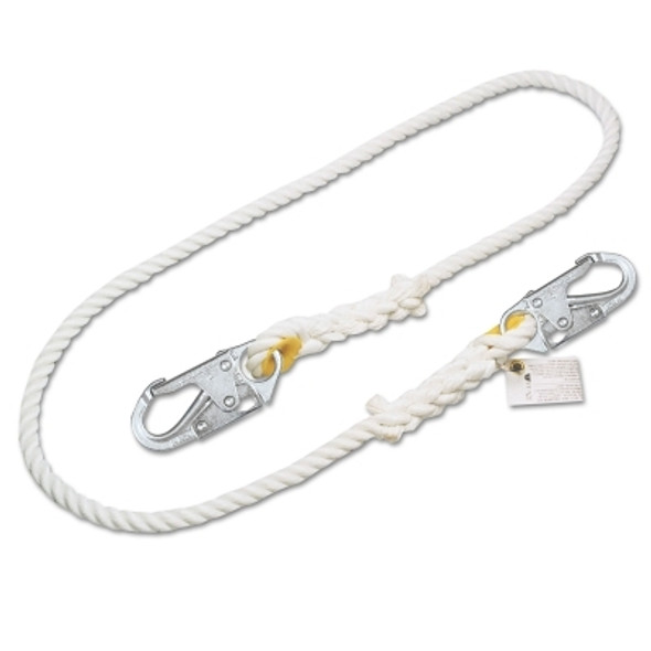 Titan II Positioning and Restraint Rope Lanyards, Lock Snap Hooks, 1 Leg, White (1 EA)