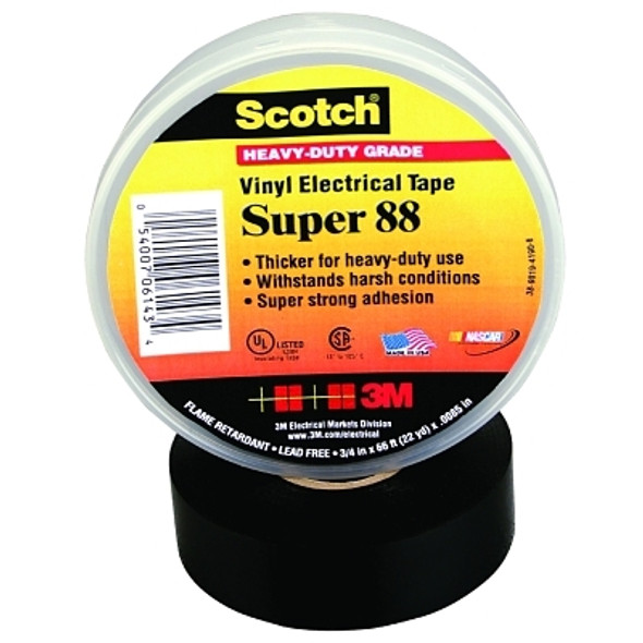 Scotch Super 88 Vinyl Electrical Tape, 3/4 in x 66 ft in, Black (1 RL / RL)