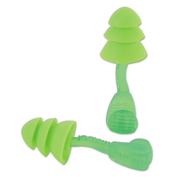 Glide Trio Reusable Twist-In Earplugs, TPE, Green, Corded (50 PR / BX)