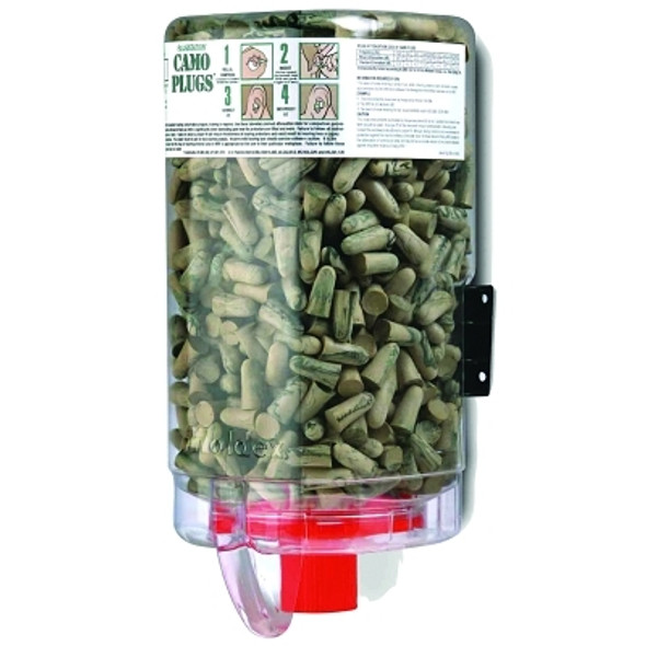 PlugStation Earplug Dispenser, Disposable Plastic Bottle, Foam Earplugs, Tan/Green Swirls/Streaks, CAMO PLUGS (500 EA / DI)