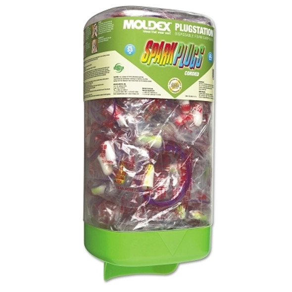 PlugStation Earplug Dispenser, Disposable Plastic Bottle, Foam Earplugs, Assorted Color Swirls/Streaks, SparkPlugs (1 DI / DI)