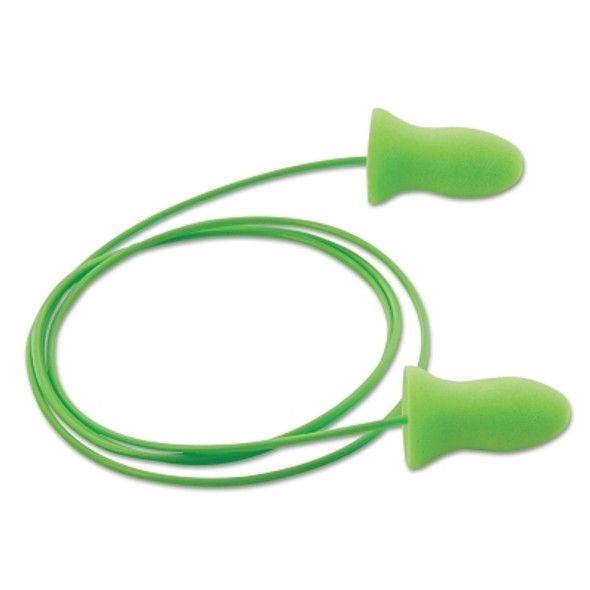 Meteors Disposable Earplugs, Foam, Green, Corded (100 PR / BX)