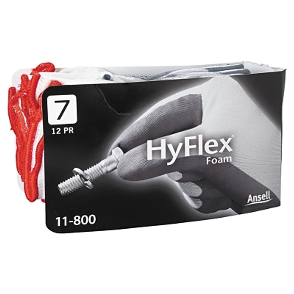 HyFlex Foam Gloves, 7, Gray/White (12 PR / DZ)