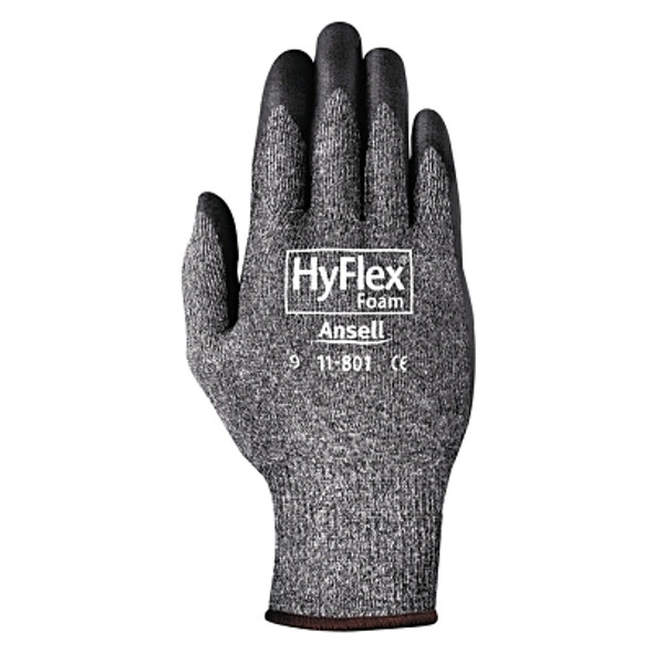 HyFlex Foam Gray Gloves, 10, Black/Gray, Nitrile Foam Palm Coated (12 PR / DZ)