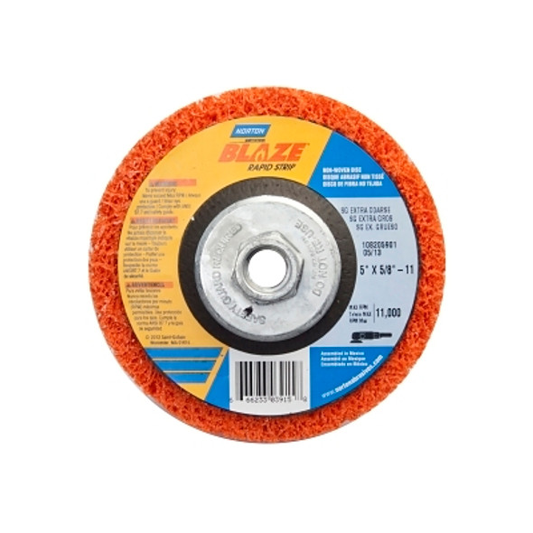 Norton Bear-Tex Blaze Rapid Non-Woven Depressed Center Discs, 5 in x 5/8 in - 11, 11000 RPM (10 EA / BX)